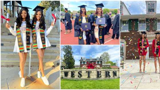 Beautiful Nigerian identical twins graduate from US university together, stun the internet with lovely photos