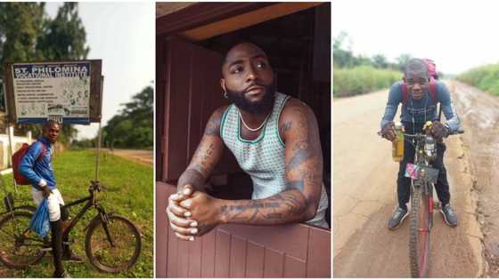 Exclusive: "Why I rejected Davido's monetary offer on Twitter," Man on bicycle from Benue to Lagos opens up