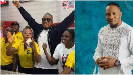 Nollywood actor Junior Pope sprays money at cinema staff in Asaba as he celebrates his birthday