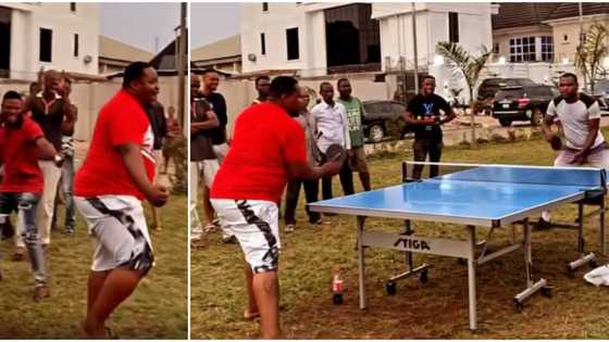 Legend don collect: Cubana Chiefpriest brags as he thrashes Emmanuel Emenike in table tennis game