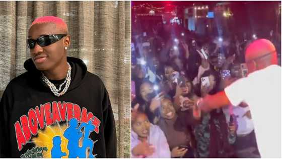 Award him best in being harassed: Funny reactions as female fan forcefully kissed Ruger on stage in Australia