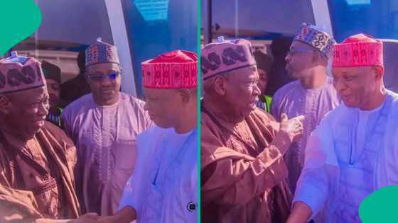 Hotunan Abba Kabir da Ganduje sun yi kicibis a karon farko tun bayan zaben 2023, sun yi gaisuwa