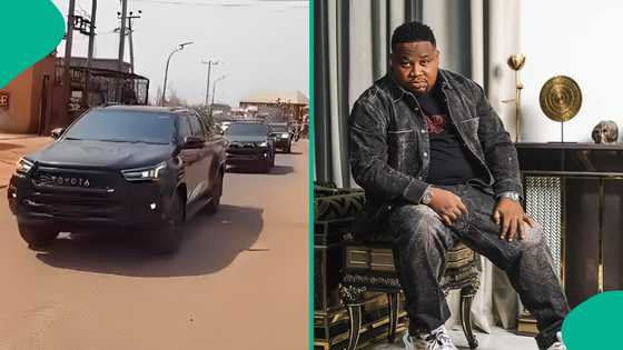 Cubana Chiefpriest shares convoy of Anambra man returning home for Christmas: "Respect Igbo money"