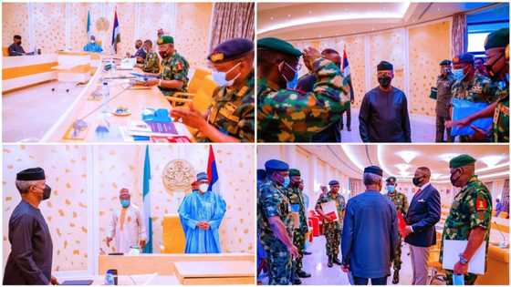 Breaking: President Buhari, Osinbajo, service chiefs meet in Aso Rock