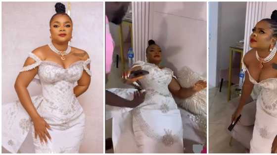 Anikulapo: Star actress Bimbo Ademoye posts video of her struggle in premiere dress