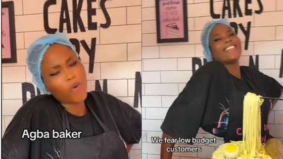 "Agba baker": Nigerian lady makes beautiful and creative Indomie-like cake, video goes Viral