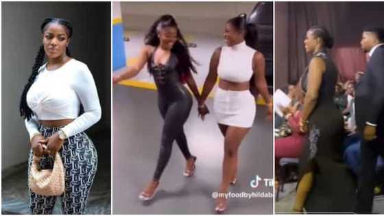 "Why are they romancing?" Hilda Baci in skimpy skirt flaunts backside as she catwalks with bestie in video