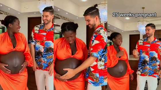 "Definitely twins": Pregnant lady with big stomach after just 25 weeks dances with husband in video