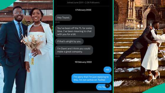 Nigerian lady marries man she met on Twitter, shares screenshot of their first chat