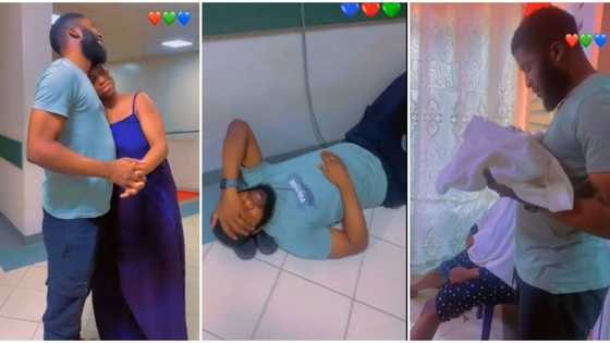 "Very good husband": Man sleeps on hospital floor as his wife enters labour room to deliver, video goes viral