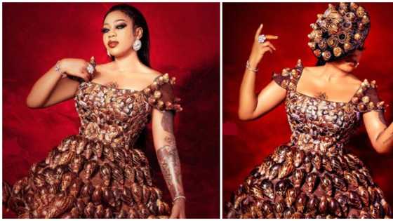 Toyin Lawani designs dress with snail shells, says "where you see ruin, I see greatness"