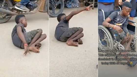 "He sold it": Anger as man nabs disabled boy who was gifted wheelchair crawling on road days later