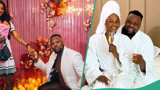 Excitement booms as Egungun of Lagos proposes to lover with diamond ring, video trends: "Massive baby"