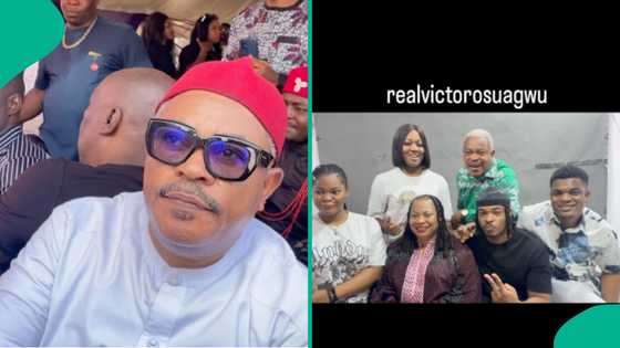 Heartwarming video of veteran actor Victor Osuagwu singing with wife and kids trends: “Happy family”