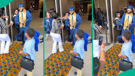 Wrapper spread on ground for man as he graduates from school abroad, video melts hearts