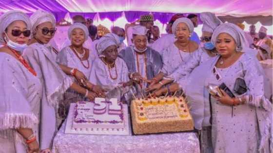 Lovely photos as Alaafin of Oyo marks 51st coronation anniversary with his old and young queens