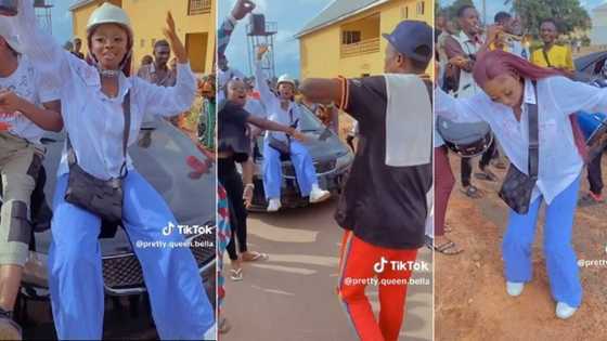 "This girl dey enjoy": Engineering students celebrate only female in their department as she graduates