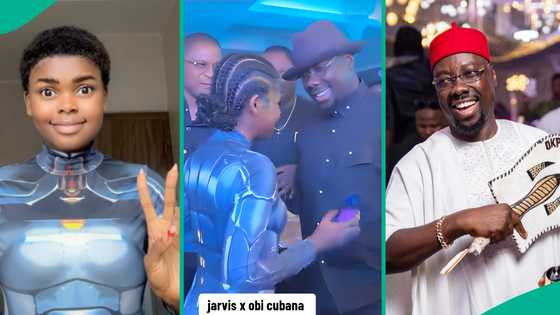 Jarvis meets businessman Obi Cubana at event, people react to AI girl's behaviour in video