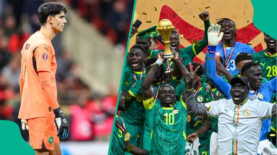 Yassine Bounou reacts as CAF awards Morocco AFCON 2025 title off the pitch