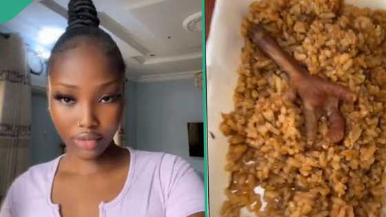 "I can't see this alone": Nigerian lady posts video of chicken leg she was served at birthday party