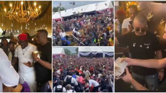 Obi Cubana mum's burial: E-money, other top celebs storm party, white guys rain money on dance floor