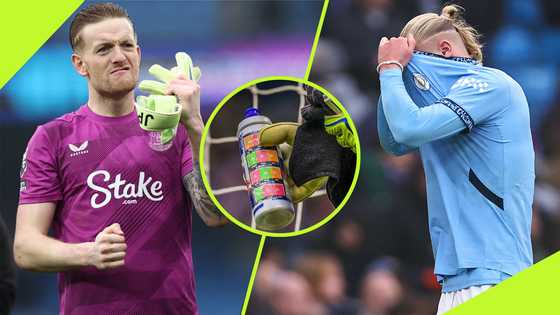 What Jordan Pickford wrote on his water bottle before saving Erling Haaland's penalty