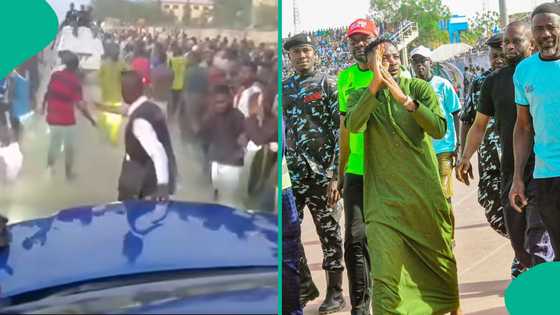 Super Eagles captain Ahmed Musa 'mobbed' by over 10,000 fans in Kano, video: "The Governor"
