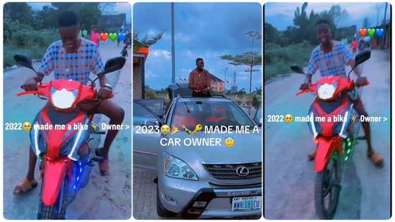 "How can I get this?": Nigerian man moves from owning a bike in 2022 to buying his own car in 2023