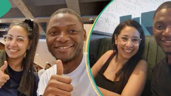 Oyinbo lady takes handsome Nigerian man on date in UK, photos capture attention online
