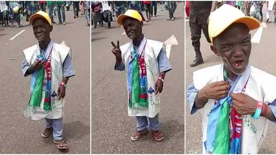 Diminutive man who is very short arrives Bola Tinibu's Lagos rally in grand style, video goes viral