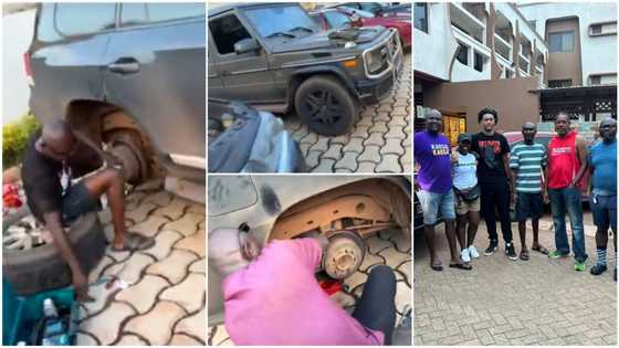 "Our G-Wagon still strong": 12 people travelling from Ghana to UK by road stop to repair their cars