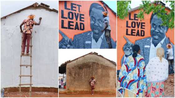 Talented young man paints TB Joshua on a wall, honours the late prophet with his gift, photos go viral