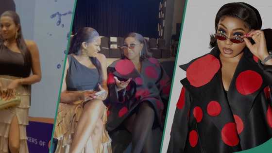 May Edochie expresses excitement as she links up with Rita Dominic at fashion show, shares video