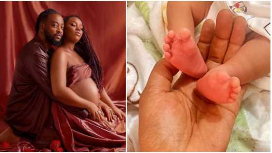 His name is Akorede: Excitement rocks social media as Bambam and Teddy A welcome first son together
