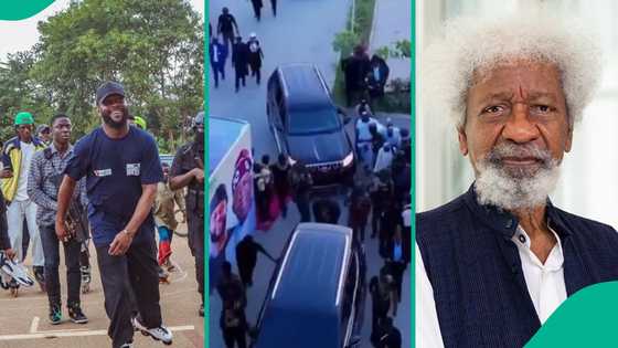 Video of Seyi Tinubu’s heavy security convoy goes viral after Soyinka’s comments