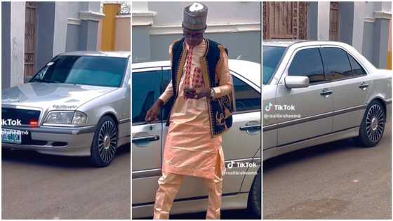 Nigerian man decorates 1999 Mercedes Benz, tints its glass, installs "Rolls-Royce" rims on tyres