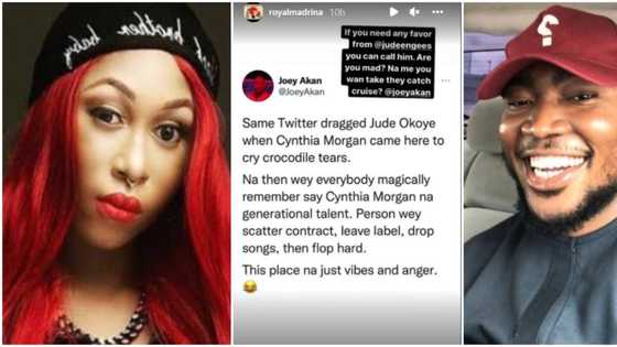 You wan take me catch cruise: Cynthia Morgan blasts Joey Akan for saying she flopped hard