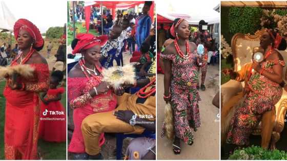 "See Belle o": Video Emerges as Heavily Pregnant Nigerian Lady Gets Married in Style, Stirs Reactions Online
