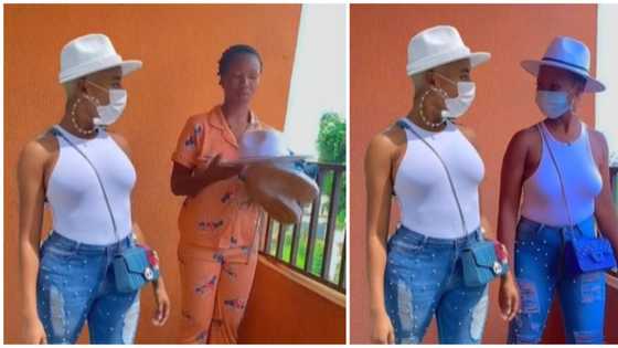 Lady impresses netizens with recreation of Nancy Isime's casual denim outfit: "This looks so good"