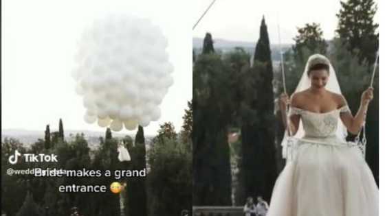 "It is cute but..": Bride risks it all to make grand entry at wedding, TikTokers divided over decision
