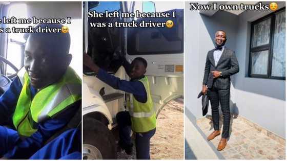 "She left me because I was a truck driver": Man dumped by lady posts new video as he now owns trucks