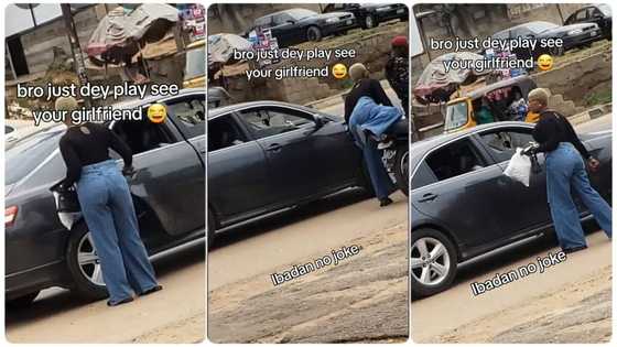 "Bro see your girlfriend": Lady on bike hops into car after she receives invite from man in video