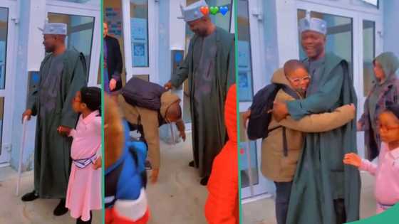 "He is an Omoluabi": Video shows King of Kuka's young son greeting him in Yoruba way abroad, trends