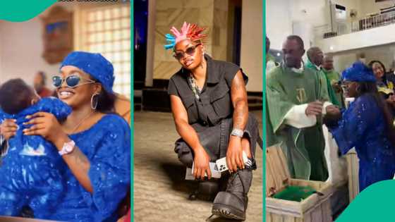 Tomboy TikToker Blackchully gives birth to baby boy, dedicates son in church: “God no be man”