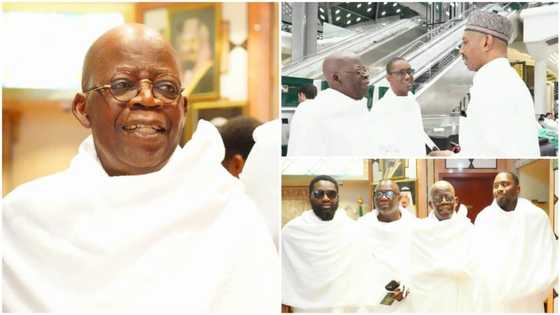 Photos emerge as Tinubu jets out of Nigeria for lesser Hajj