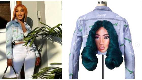 BBNaija fashionista Mercy Eke steps out in customized jacket with hair feature, shares photos