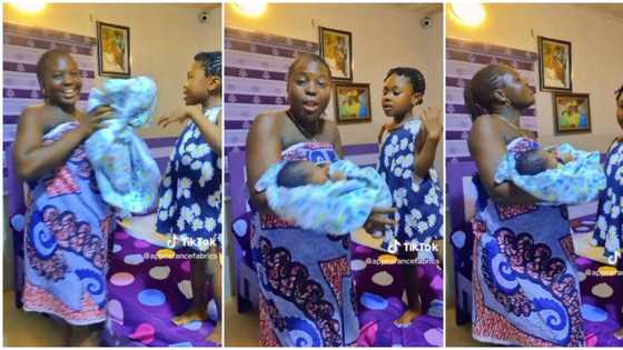 "Today is our baby naming ceremony": Happy Nigerian mum in wrapper dances with her newborn in video