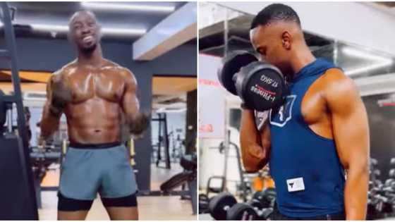 I dey enter your eye abi? Ladies drool over Saga's ripped body as he flaunts muscles in workout video