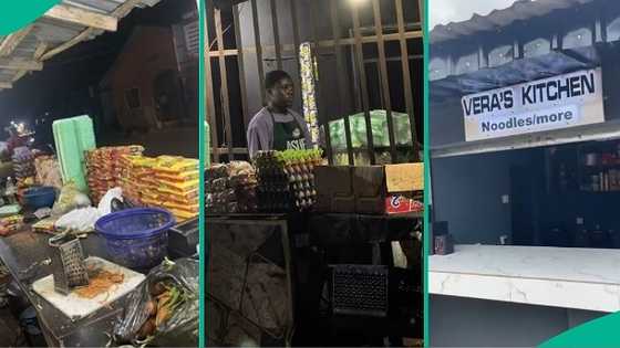 Lady who sells noodles by roadside builds shop, buys deep freezer: "I struggled to achieve this"