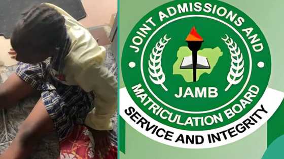 JAMB result of student who wants to study law trends online as she weeps in school uniform